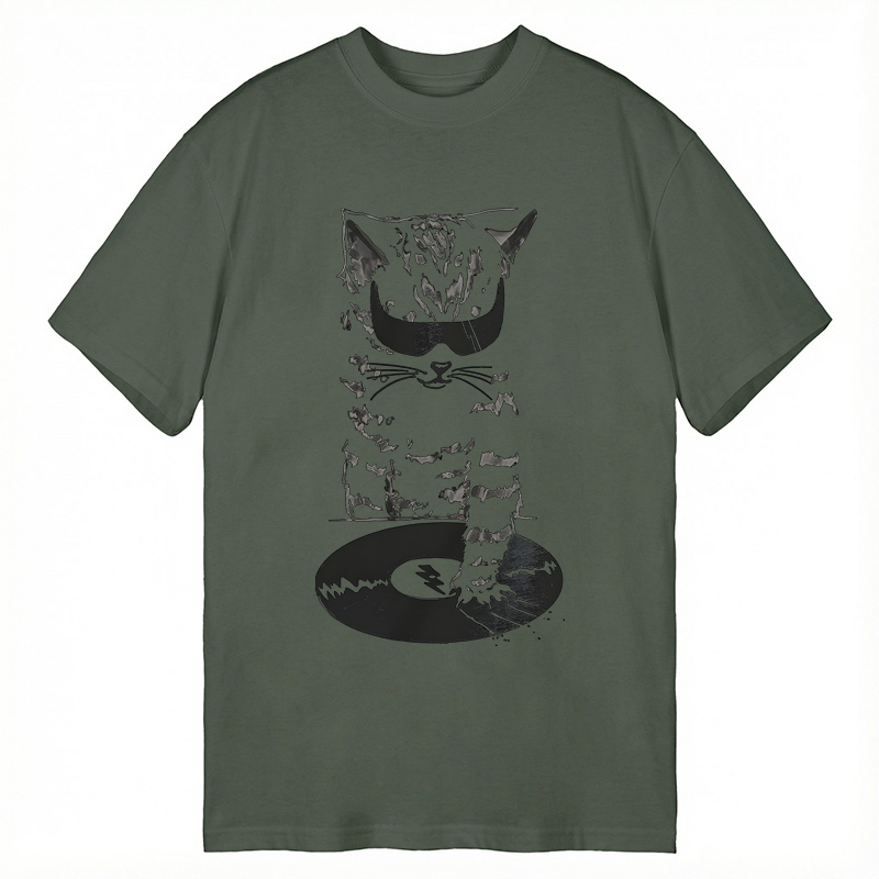 Modecanvas DJ Cat DTG Printing Classic T-Shirt-modecanvas