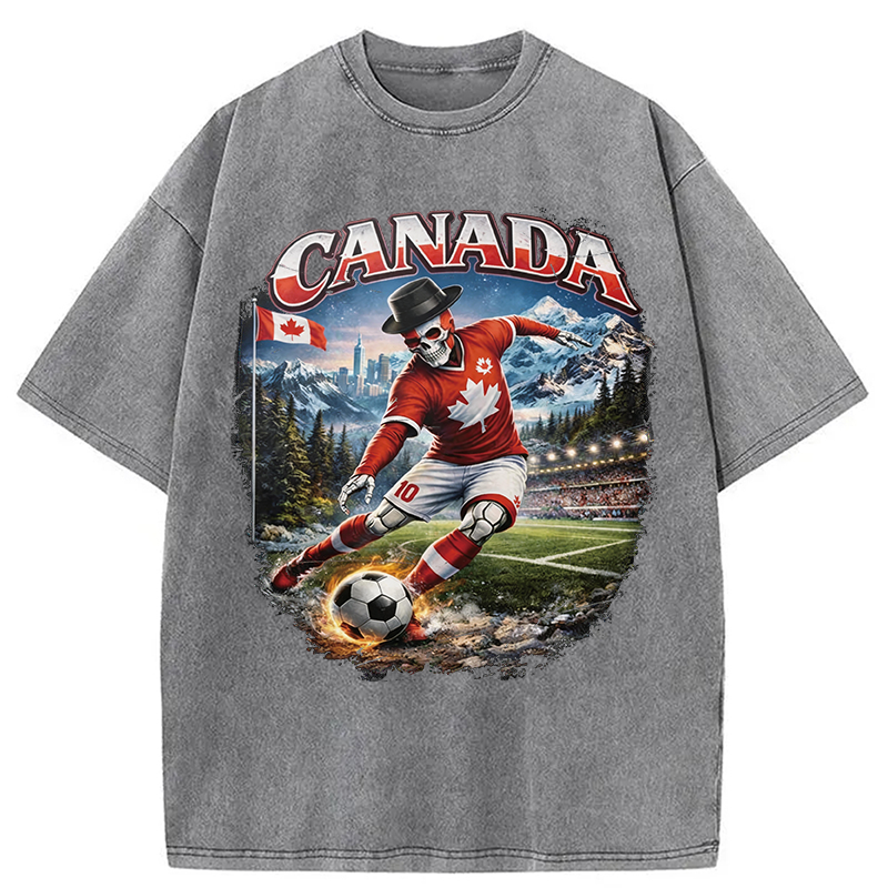 Modecanvas Canada Soccer Vintage DTG Printing Washed T-Shirt