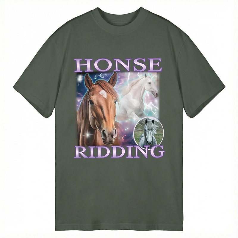Modecanvas Honse Ridding DTG Printing Classic T-Shirt-modecanvas