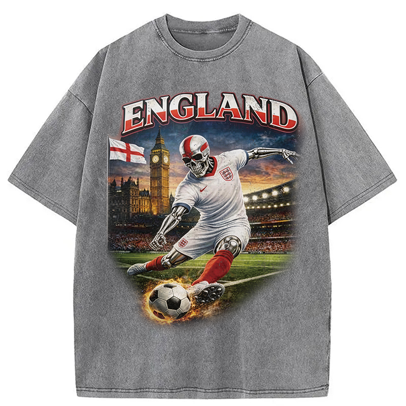 Modecanvas England Soccer DTG Printing Washed T-Shirt