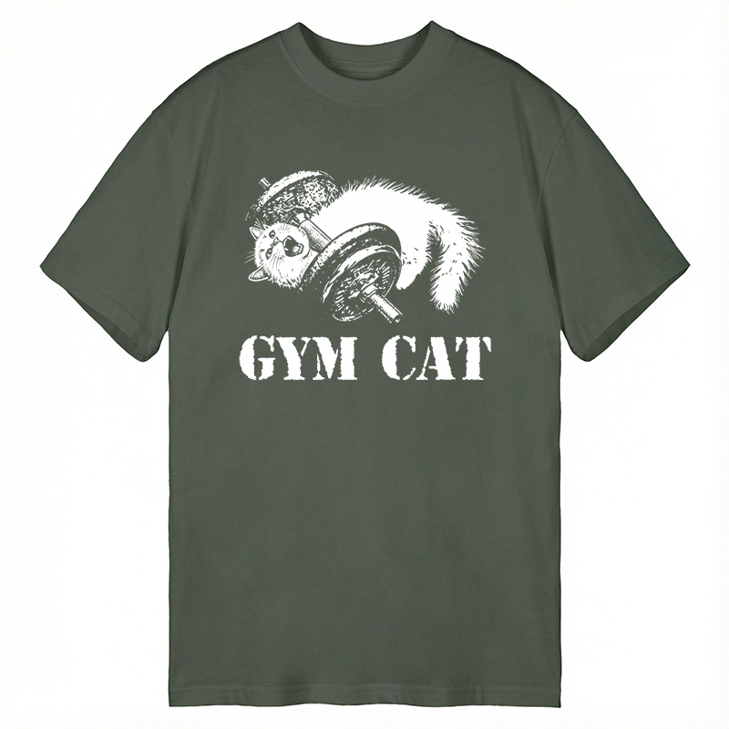 Modecanvas Cat Pumping Iron At The Gym DTG Printing Classic T-Shirt-modecanvas