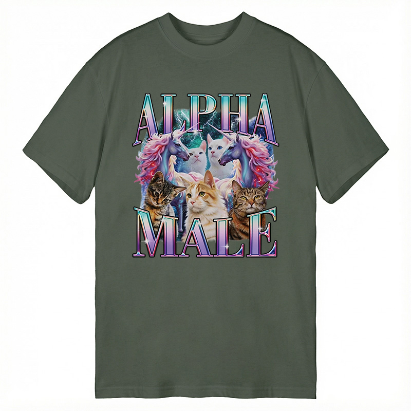 Modecanvas Alpha Male Unicorn Cat DTG Printing Classic T-Shirt-modecanvas