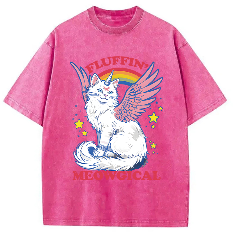 Modecanvas Fluffin Meowgical DTG Printing Washed T-Shirt