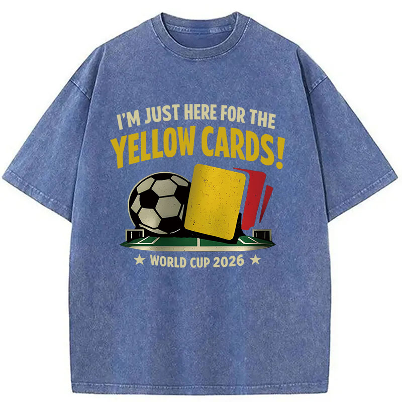 Modecanvas Funny Yellow Card Soccer DTG Printing Washed T-Shirt