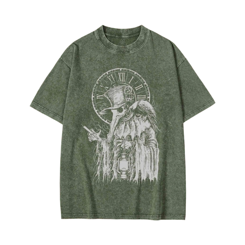 Modecanvas Vintage Plague Doctor Washed T-shirt