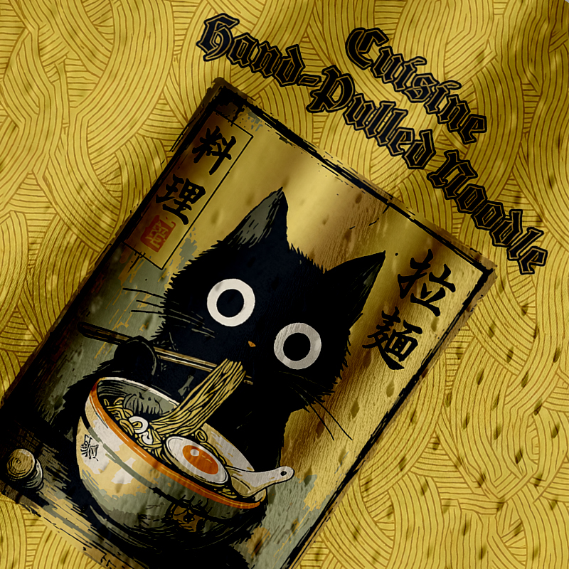 Modecanvas Black Cat Eating Ramen Jersey Tank