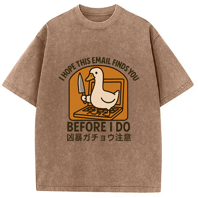 Modecanvas Goose With A Knife Washed T-Shirt-modecanvas