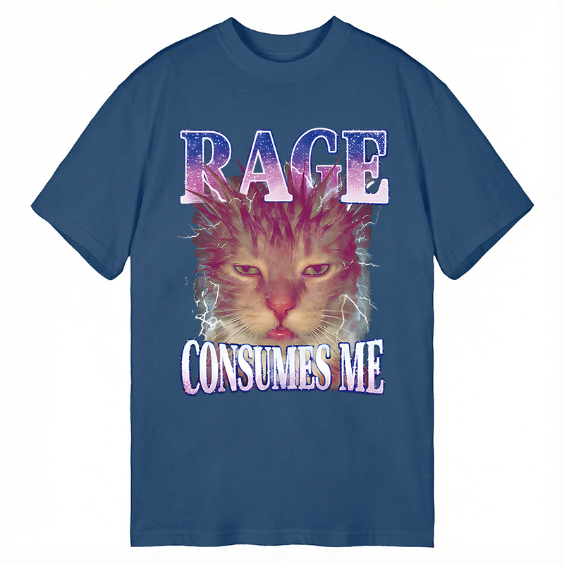 Modecanvas Rage Consumes Me Cat DTG Printing Classic T-Shirt-modecanvas