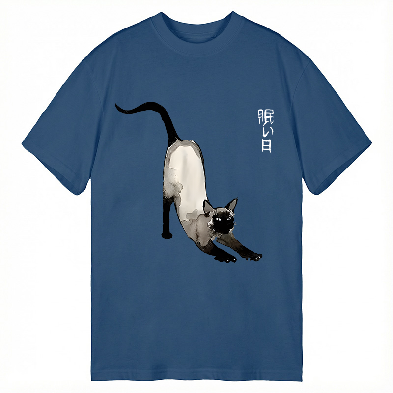 Modecanvas Japanese Siamese Cat DTG Printing Classic T-Shirt-modecanvas