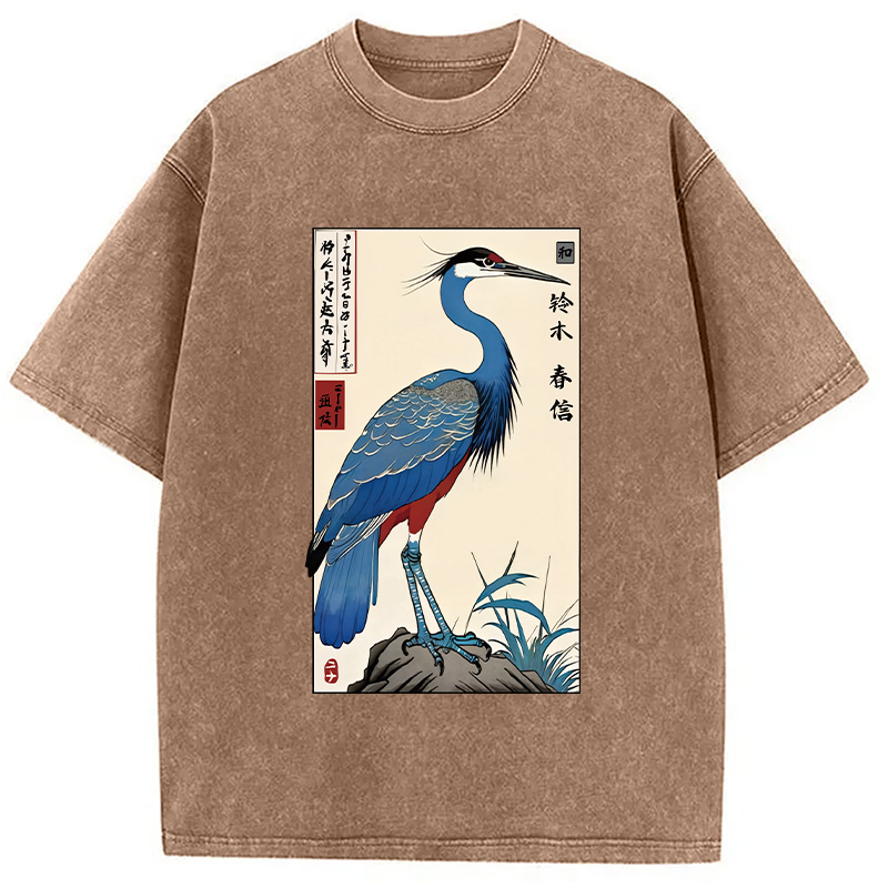 Modecanvas Colorful Crane Washed T-Shirt