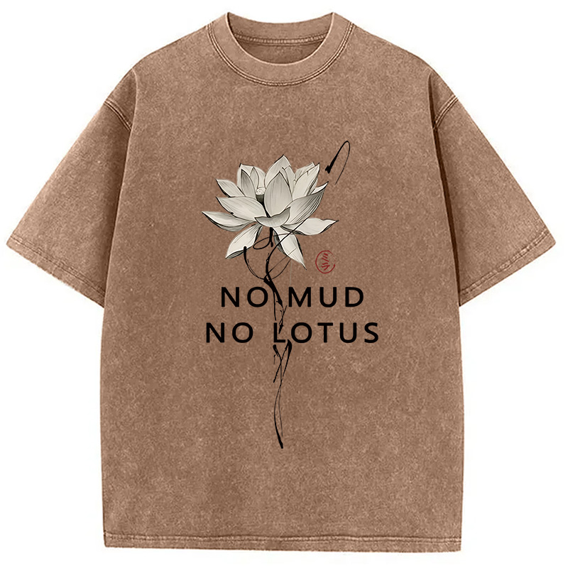Modecanvas Japanese Zen Lotus Washed T-Shirt-modecanvas