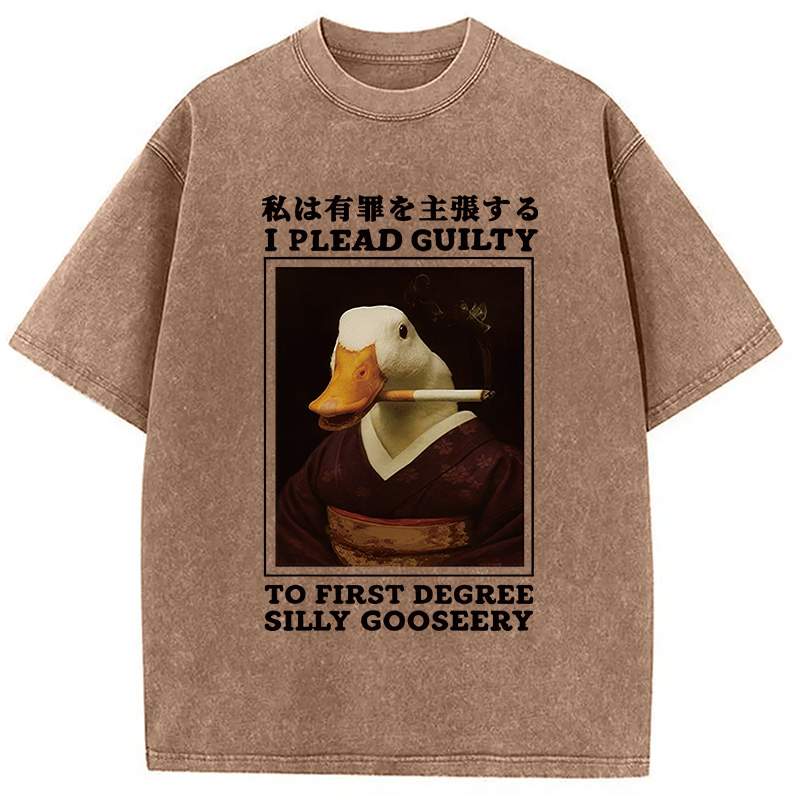 Modecanvas Silly Goose Smoking Funny Washed T-Shirt