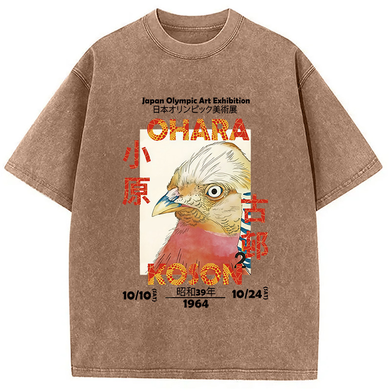Modecanvas Japanese Bird Poster Washed T-Shirt