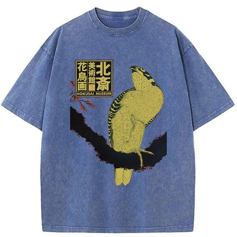 Modecanvas Hokusai Museum Flower And Bird Washed T-Shirt