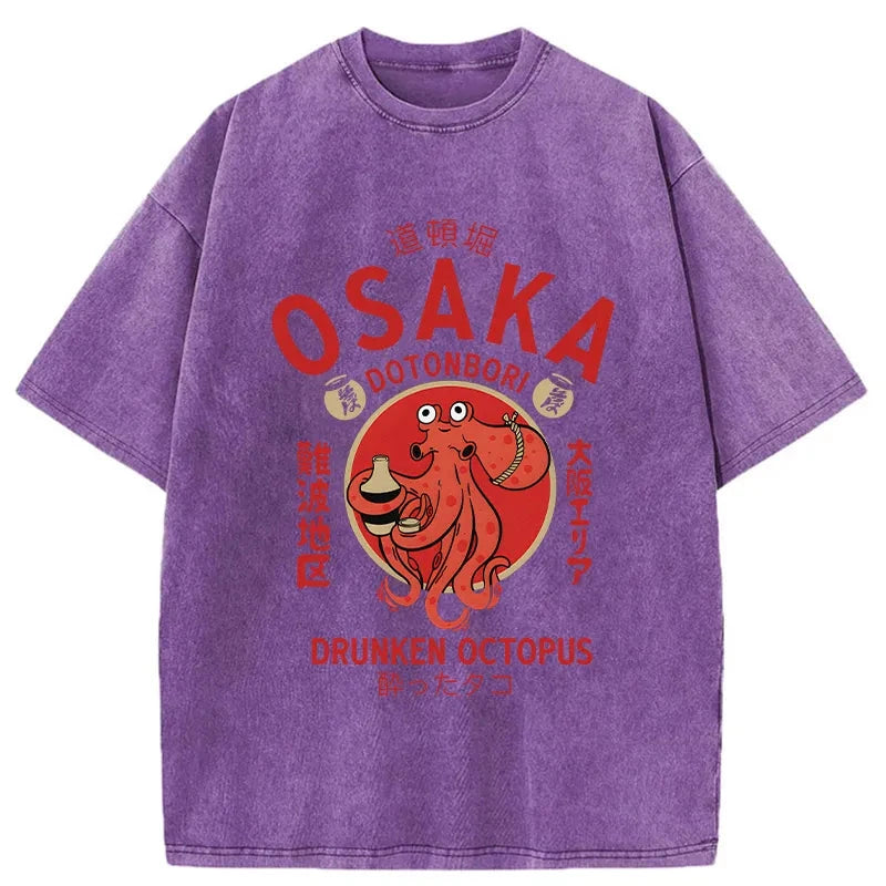 Modecanvas Drunken Octopus Japan Washed T-Shirt-modecanvas