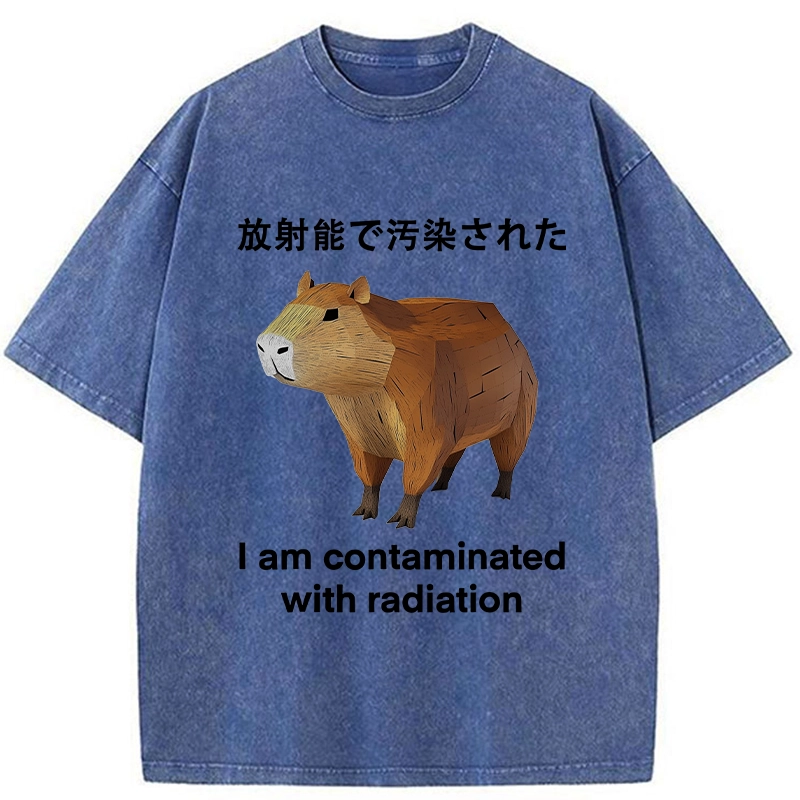 Modecanvas Capybara Contaminated By Radiation Washed T-Shirt-modecanvas