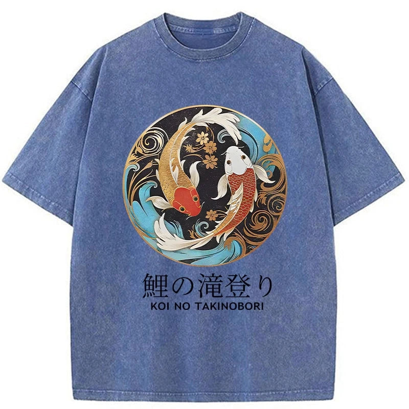 Modecanvas Two Koi Carps Washed T-Shirt