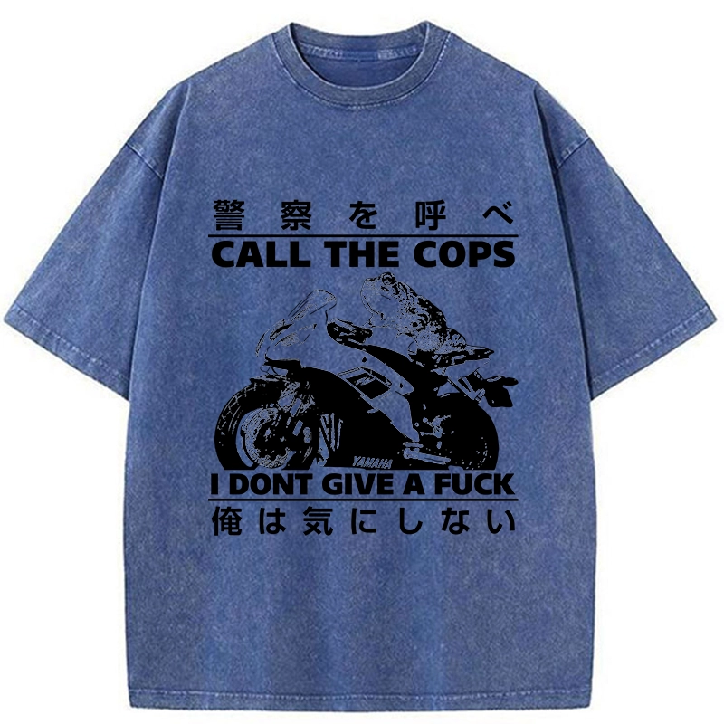 Modecanvas Funny Frog Riding A Motorcycle Washed T-Shirt
