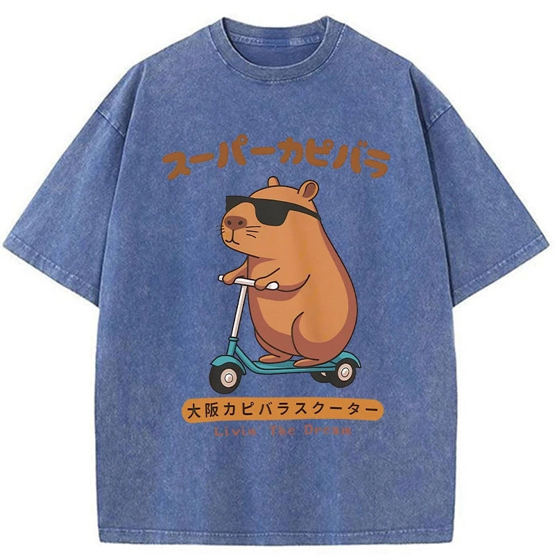 Modecanvas Osaka Capybara Scooter Washed T-Shirt