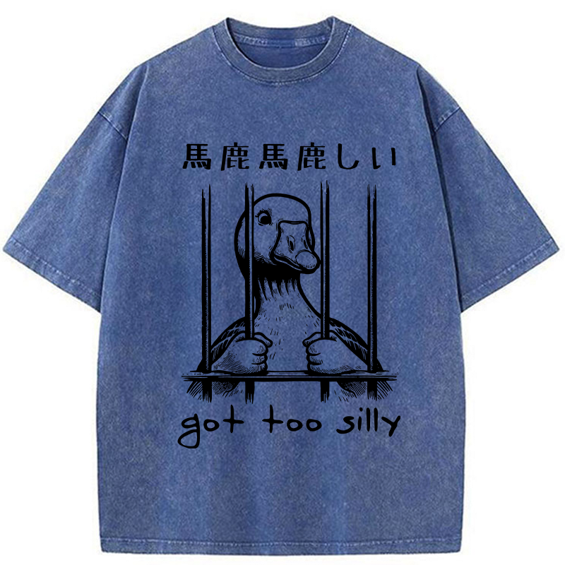 Modecanvas Got Too Silly Washed T-Shirt-modecanvas