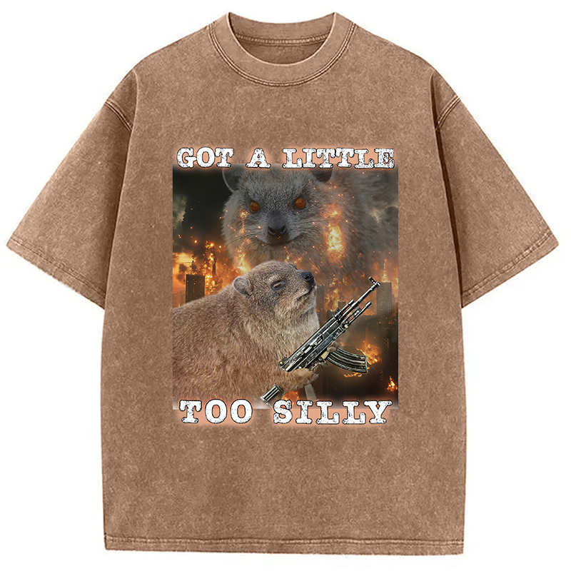 Modecanvas Got A Little Too Silly Rock Hyrax Washed T-Shirt