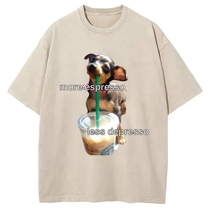 Modecanvas More Espresso Less Depresso Meme Washed T-Shirt