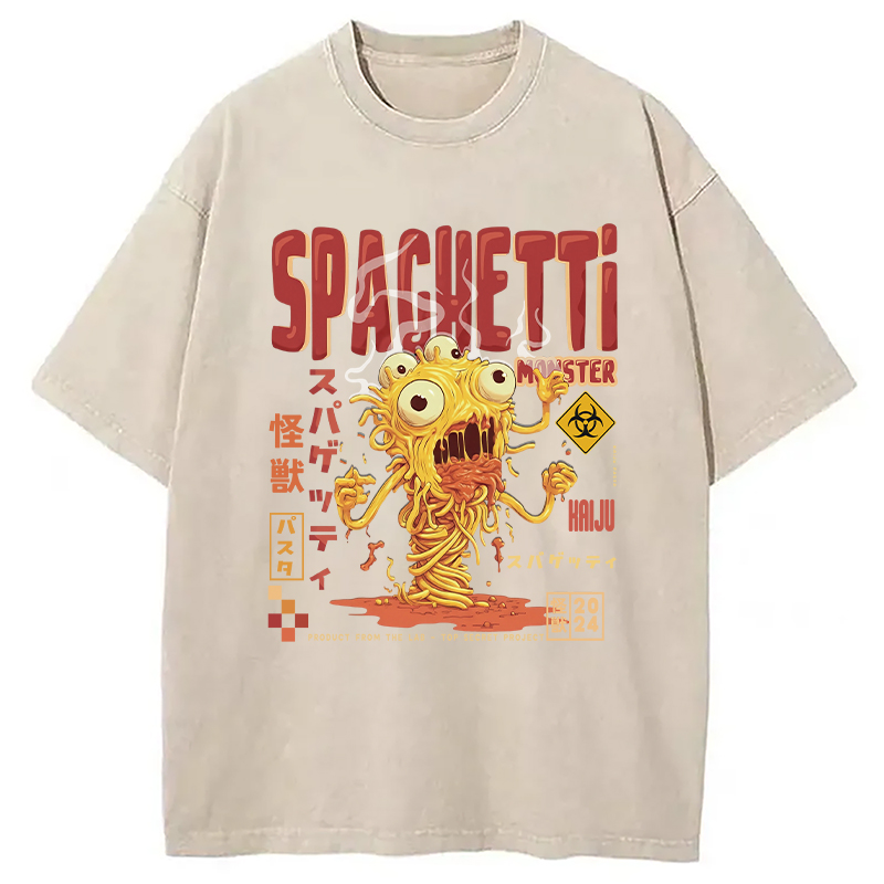 Modecanvas Monster Spaghetti Japanese Retro Tokyo Washed T-Shirt
