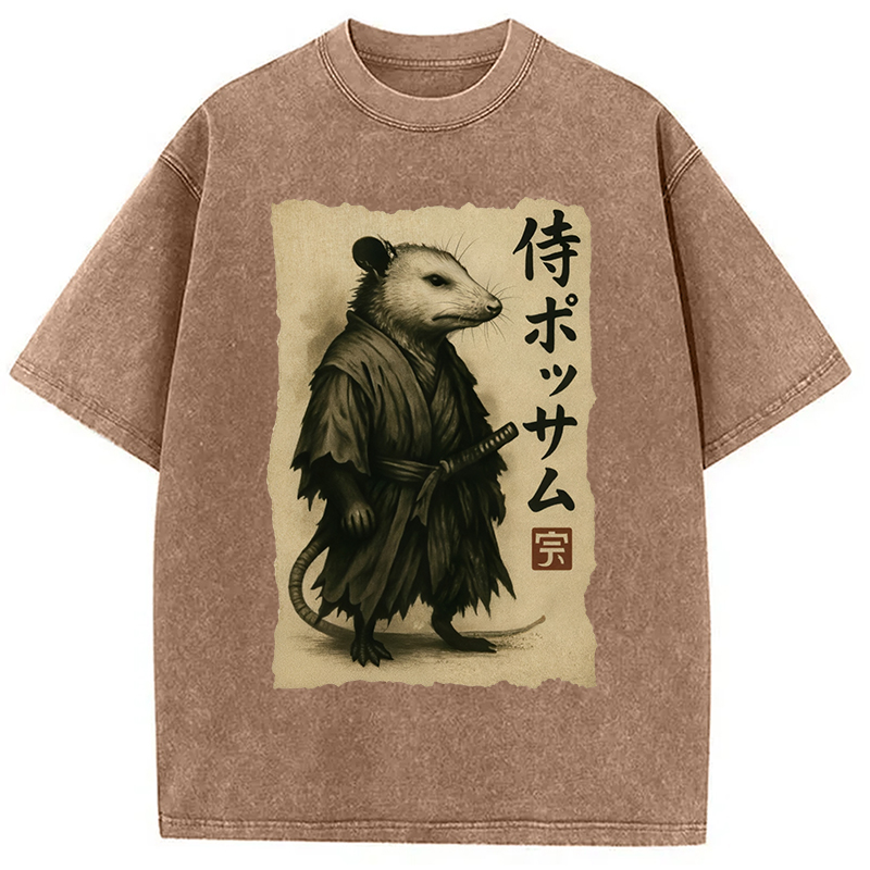 Modecanvas Samurai Opossum Washed T-Shirt
