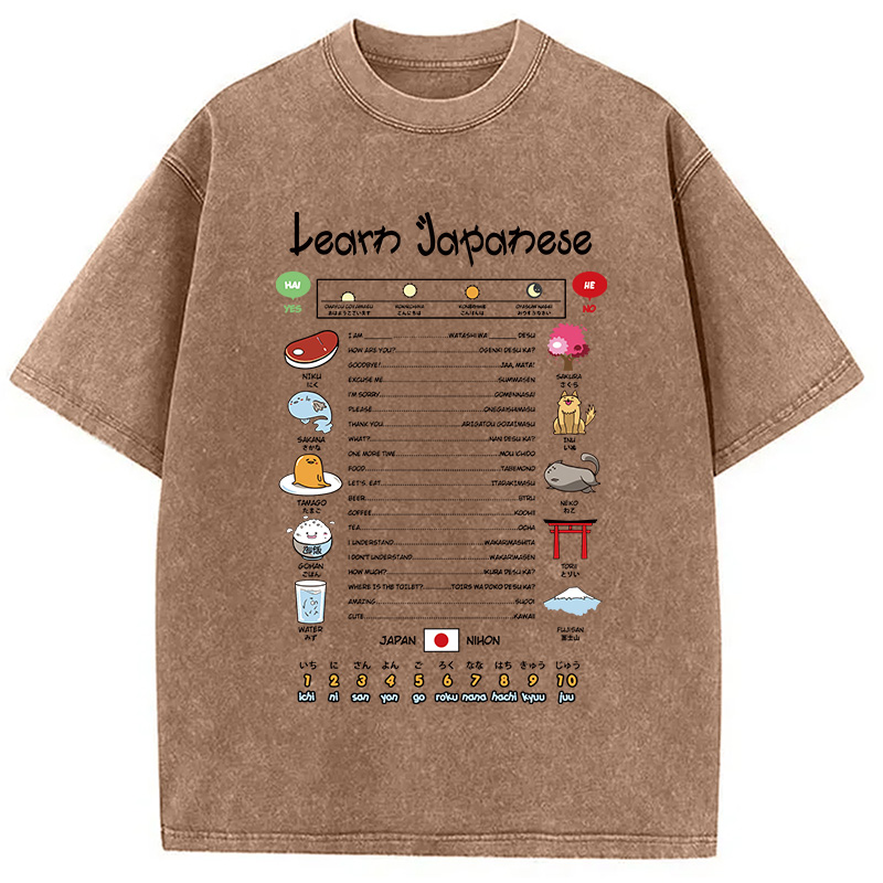 Modecanvas Learn Japanese Washed T-Shirt