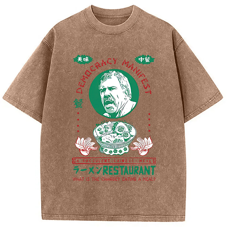 Modecanvas Delicious Chinese Food Washed T-Shirt-modecanvas