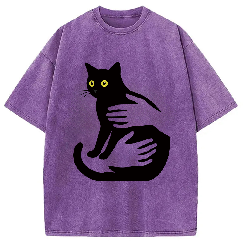 Modecanvas Hug A Black Cat Washed T-Shirt