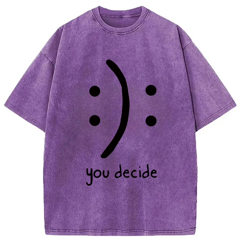 Modecanvas Laugh Or Sad Washed T-Shirt