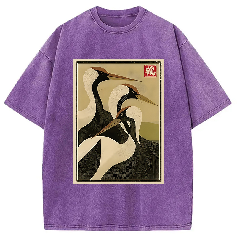Modecanvas Japanese Crane Vintage Washed T-Shirt