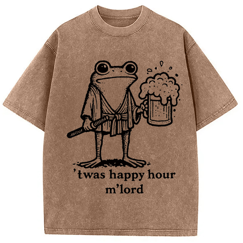 Modecanvas Happy Hour Frog Washed T-Shirt
