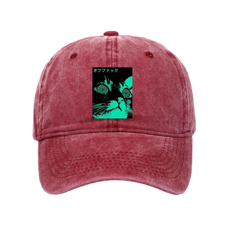 Modecanvas Cool Cat Japanese Washed Cap-modecanvas