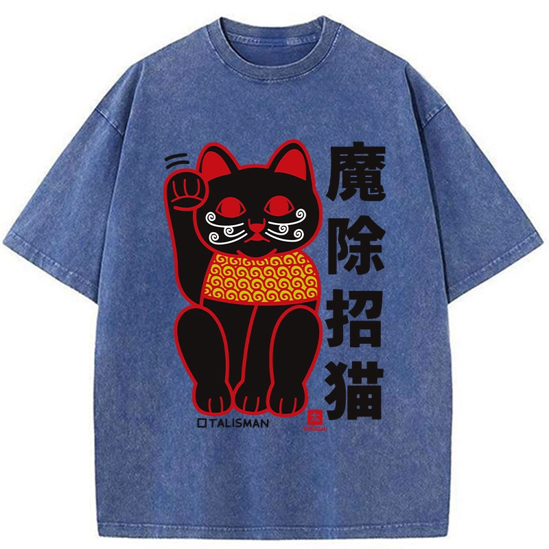 Modecanvas Magic Lucky Cat Washed T-Shirt