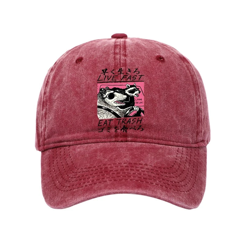 Modecanvas Live Fast Eat Trash Washed Cap-modecanvas