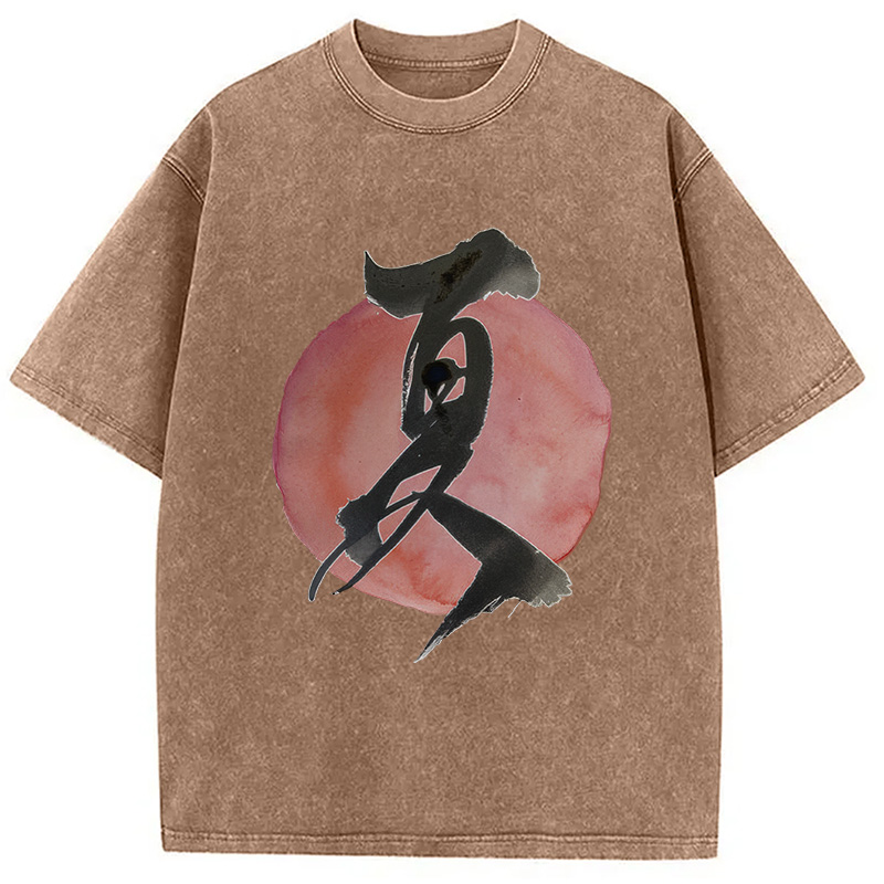 Modecanvas Minimalist Summer Kanji Washed T-Shirt