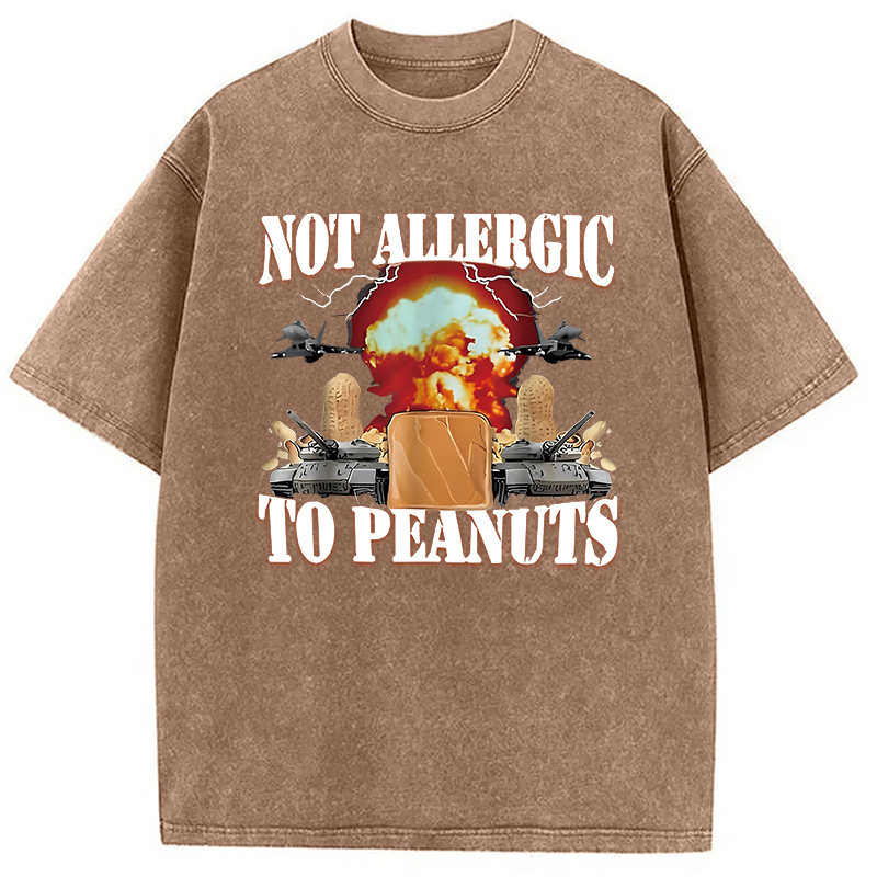 Modecanvas Not Allergic To Peanut Cursed Peanut Butter Washed T-Shirt