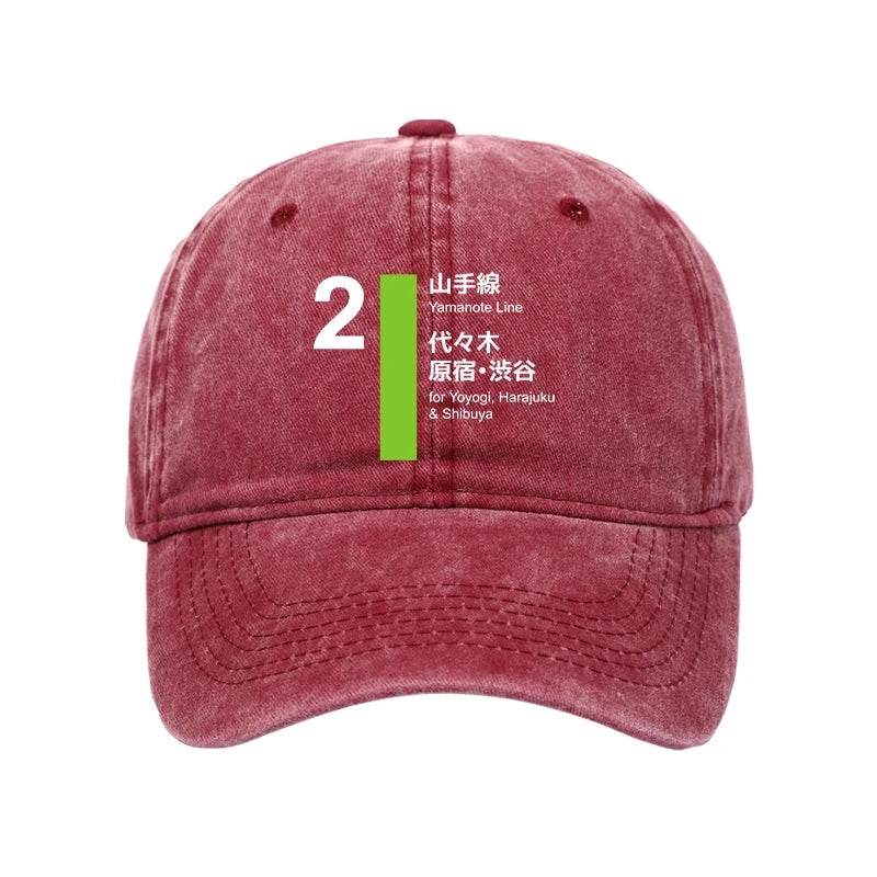 Modecanvas Yamanote Line Shibuya And Harajuku Washed Cap-modecanvas
