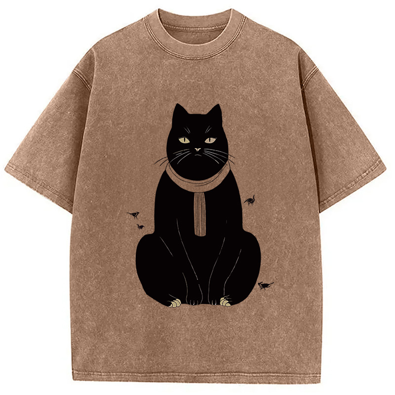 Modecanvas Japanese Cat With Scarf Washed T-Shirt