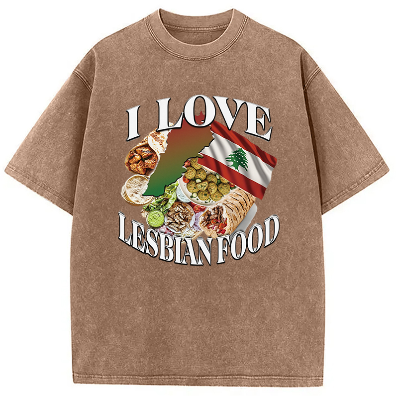 Modecanvas I Love Lesbian Food Washed T-Shirt