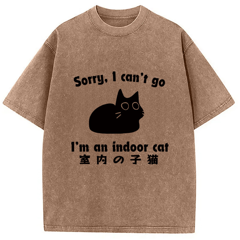 Modecanvas Indoor Kitten Washed T-Shirt-modecanvas