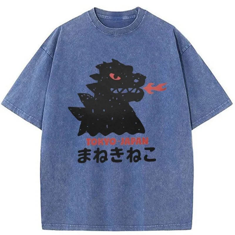 Modecanvas Japanese Fortune Cat Washed T-Shirt