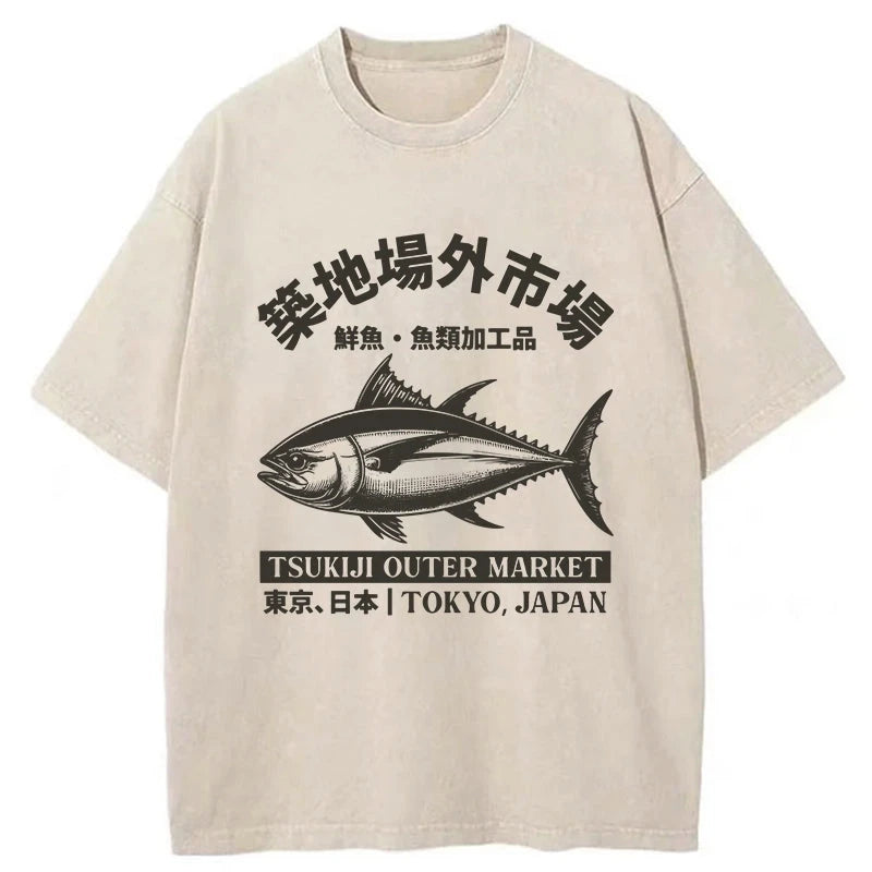 Modecanvas Sakana Tsukiji Fish Market Washed T-Shirt