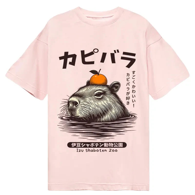 Modecanvas Capybara Hot Spring DTG Printing Classic T-Shirt-modecanvas