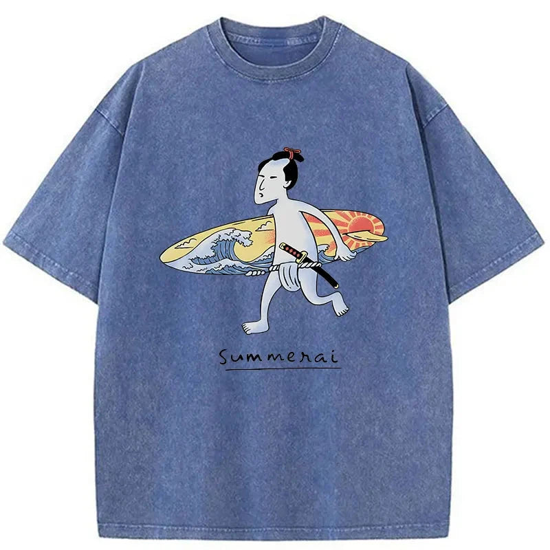 Modecanvas Surf Samurai Japanese Washed T-Shirt