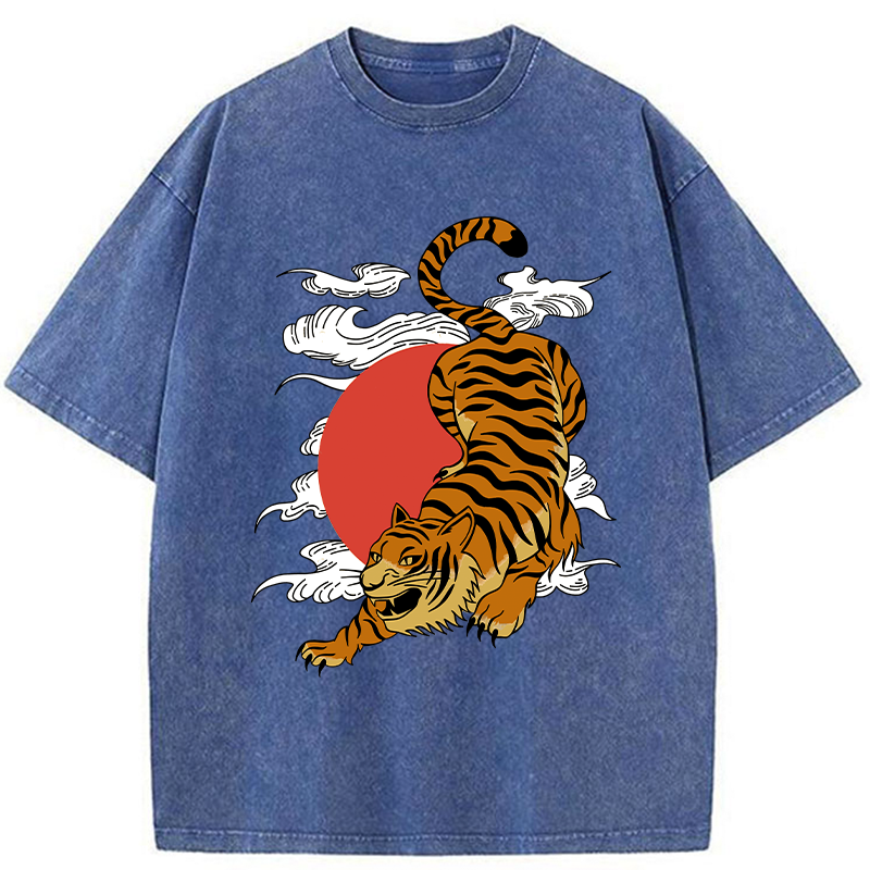 Modecanvas Japanese Fierce Tiger Washed T-Shirt
