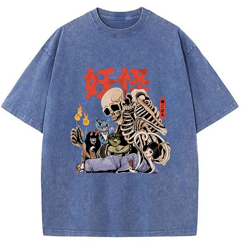 Modecanvas The Yokai Club DTG Printing Washed T-Shirt-modecanvas