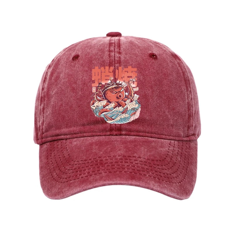 Modecanvas The Great Wave Takoyaki Japanese Washed Cap-modecanvas